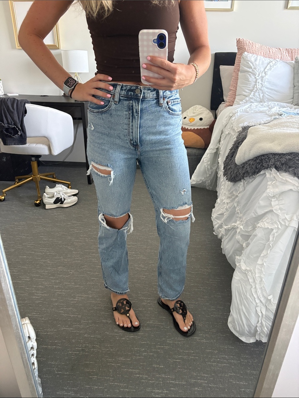 Abercrombie & Fitch Light Blue Ripped Boyfriend Jeans